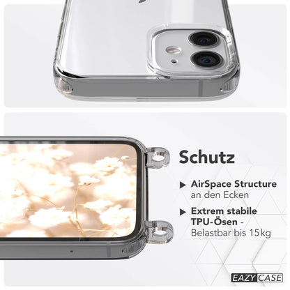 iPhone 12 Mini Schutzhülle mit magnetisch verstellbarer Crossbody Handykette zum Umhängen 