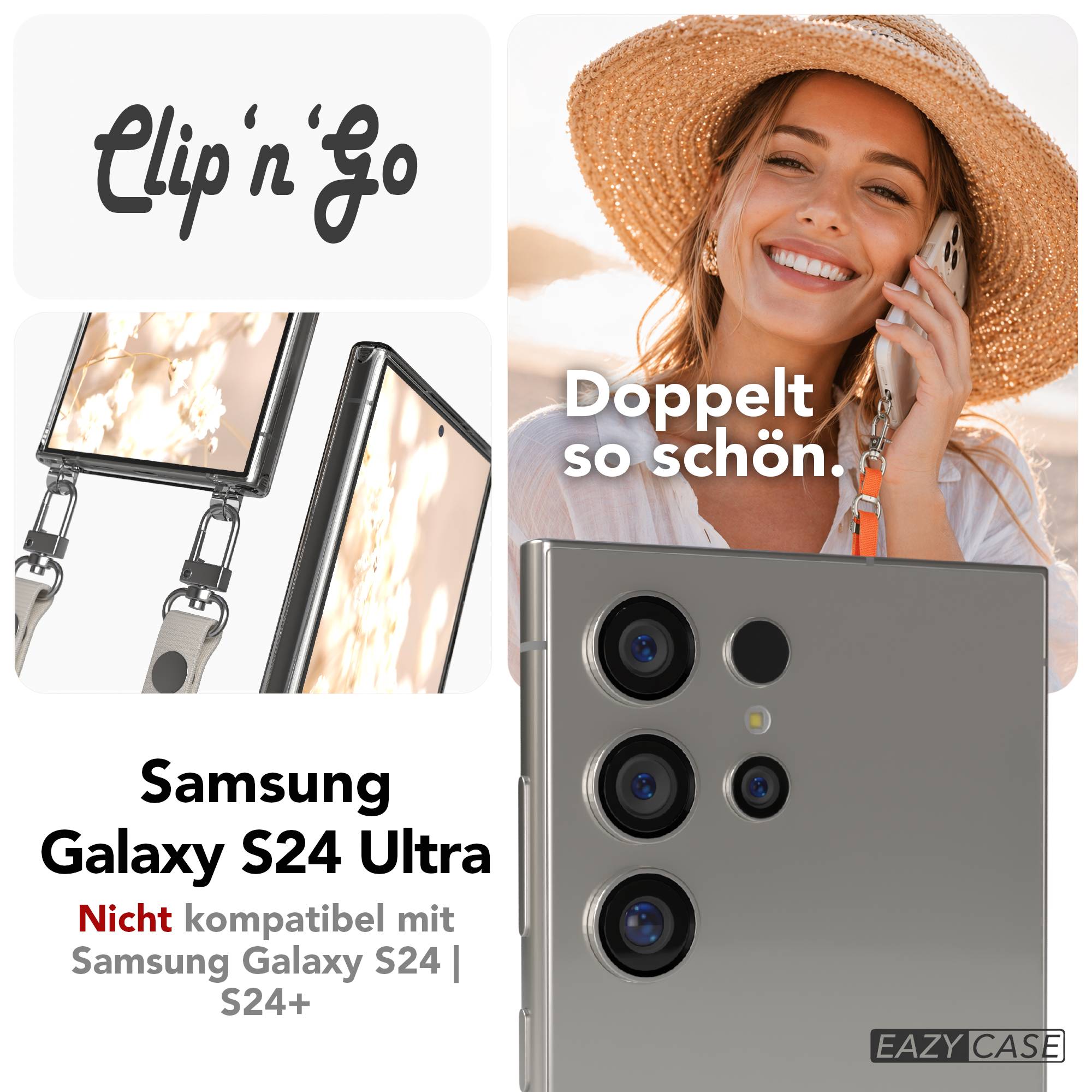 Samsung Galaxy S24 Ultra MagSafe Hülle mit magnetischer Crossbody Handykette #farbe_taupe-magsafe-funktion-mit-magsafe