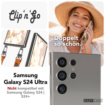 Samsung Galaxy S24 Ultra MagSafe Hülle mit magnetischer Crossbody Handykette #farbe_orange-magsafe-funktion-mit-magsafe