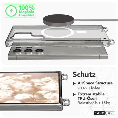 Samsung Galaxy S24 Ultra MagSafe Hülle mit magnetischer Crossbody Handykette #farbe_orange-magsafe-funktion-mit-magsafe