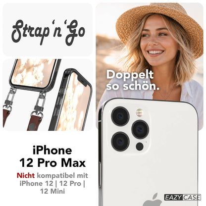 iPhone 12 Pro Max Schutzhülle mit magnetisch verstellbarem Crossbody-Umhängeband 