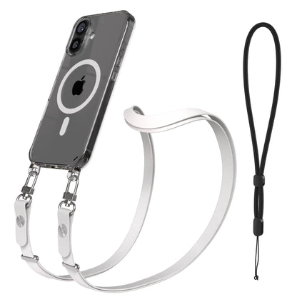 Apple iPhone 16 MagSafe Hülle mit magnetischer Crossbody Handykette Set #farbe_grau-magsafe-funktion-mit-magsafe