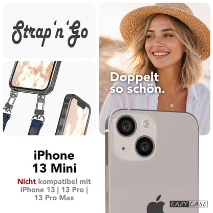 iPhone 13 Mini Schutzhülle mit magnetisch verstellbarem Crossbody Umhängeband 
