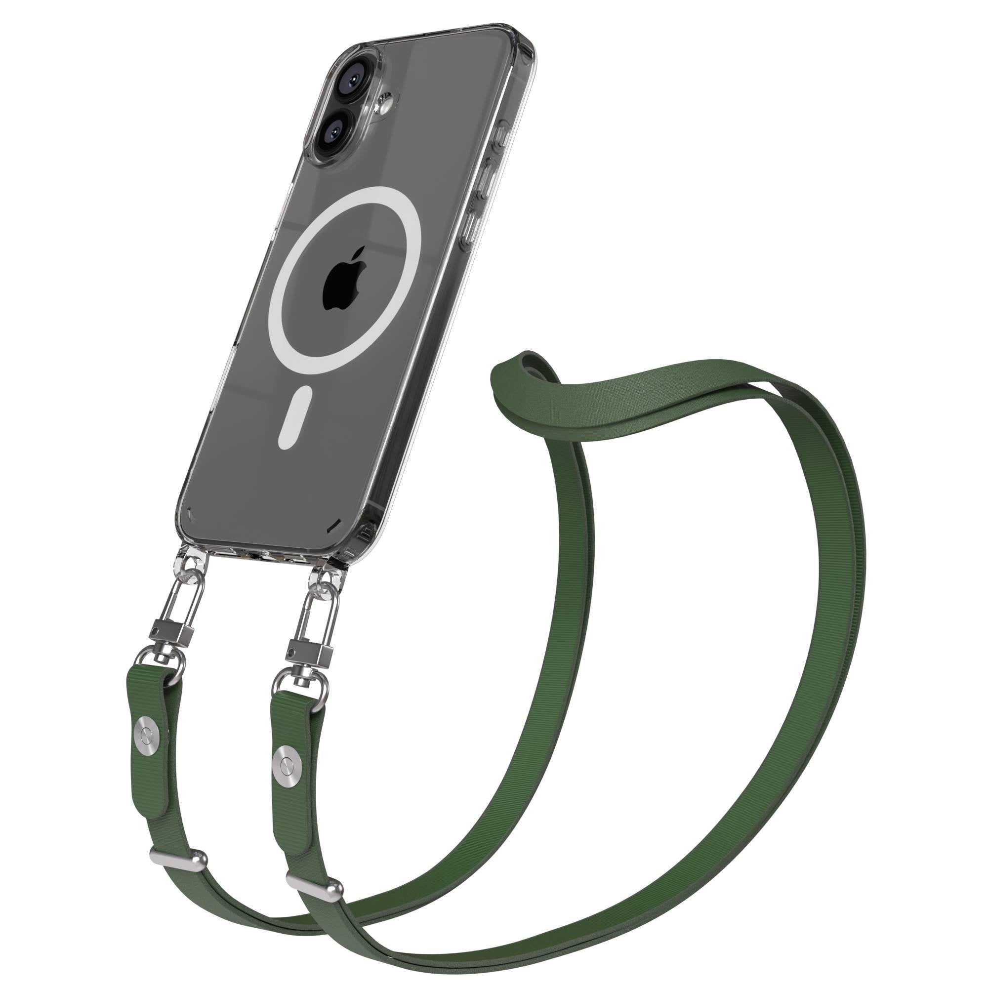 iPhone 16 Plus MagSafe Hülle mit magnetischem Crossbody-Umhängeband von EAZY CASE #farbe_grun-magsafe-funktion-mit-magsafe
