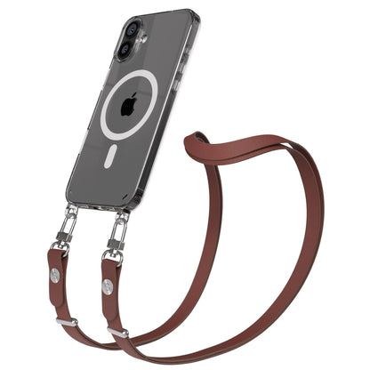 iPhone 16 Plus MagSafe Hülle mit magnetischem Crossbody-Umhängeband von EAZY CASE #farbe_braun-magsafe-funktion-mit-magsafe