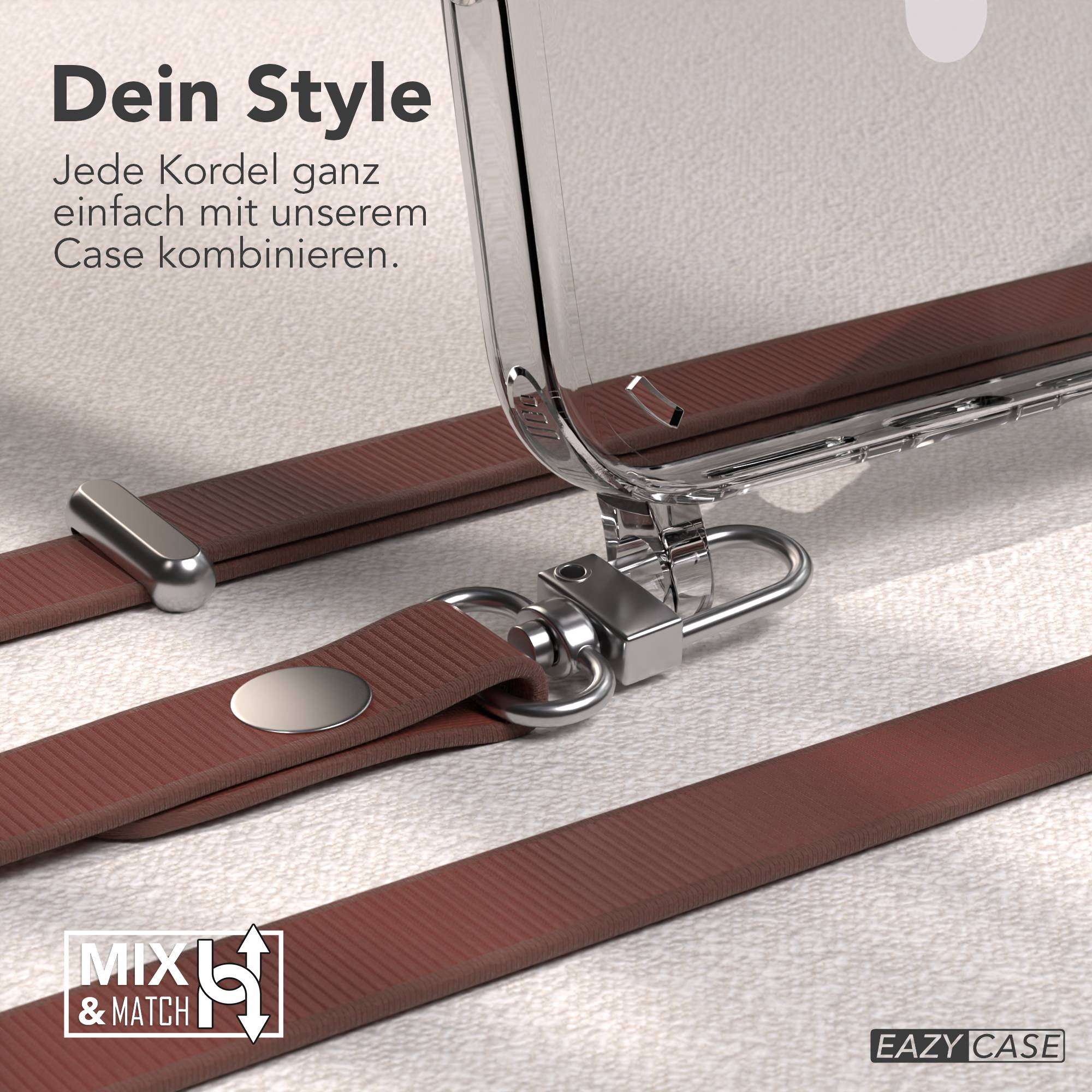 iPhone 16 Plus MagSafe Hülle mit magnetischem Crossbody-Umhängeband von EAZY CASE #farbe_braun-magsafe-funktion-mit-magsafe