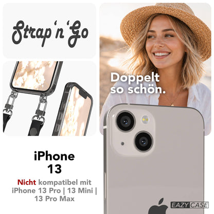 Apple iPhone 13 Schutzhülle mit magnetisch verstellbarem Crossbody-Umhängeband 