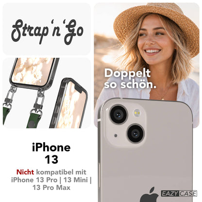 Apple iPhone 13 Schutzhülle mit magnetisch verstellbarem Crossbody-Umhängeband 