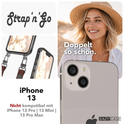 Apple iPhone 13 Schutzhülle mit magnetisch verstellbarem Crossbody-Umhängeband 