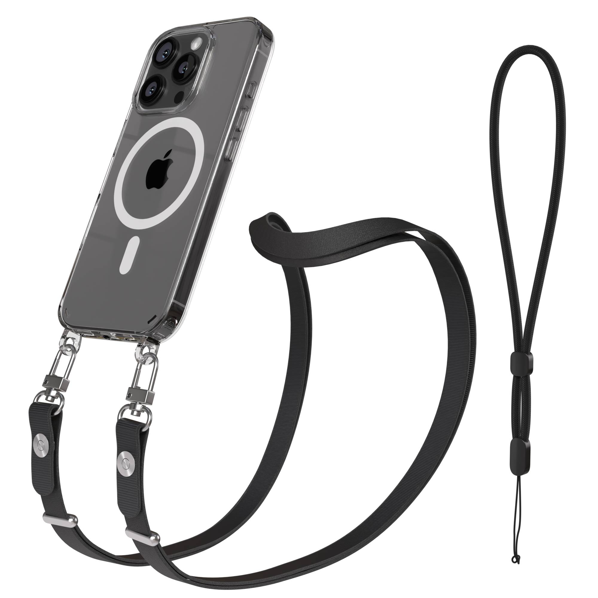 Apple iPhone 16 Pro MagSafe Hülle mit magnetischer Crossbody Handykette Set #farbe_schwarz-magsafe-funktion-mit-magsafe