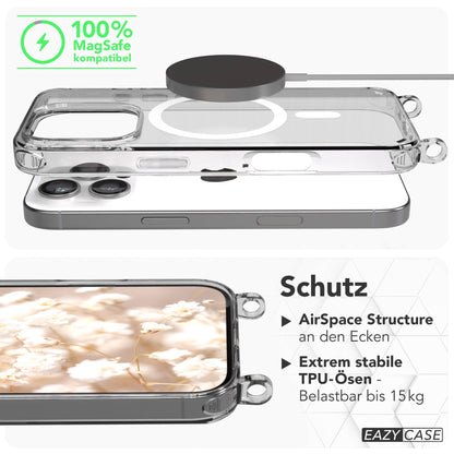 Apple iPhone 16 Pro MagSafe Hülle mit magnetischer Crossbody Handykette Set 