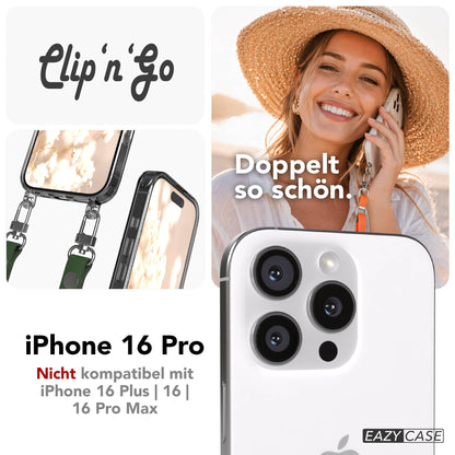 Apple iPhone 16 Pro MagSafe Hülle mit magnetischer Crossbody Handykette Set 