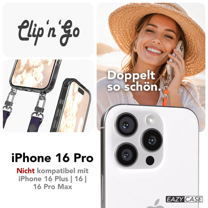 Apple iPhone 16 Pro MagSafe Hülle mit magnetischer Crossbody Handykette Set 