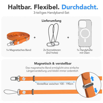 Apple iPhone 16 Pro MagSafe Hülle mit magnetischer Crossbody Handykette Set 