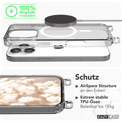 Apple iPhone 16 Pro MagSafe Hülle mit magnetischer Crossbody Handykette Set 