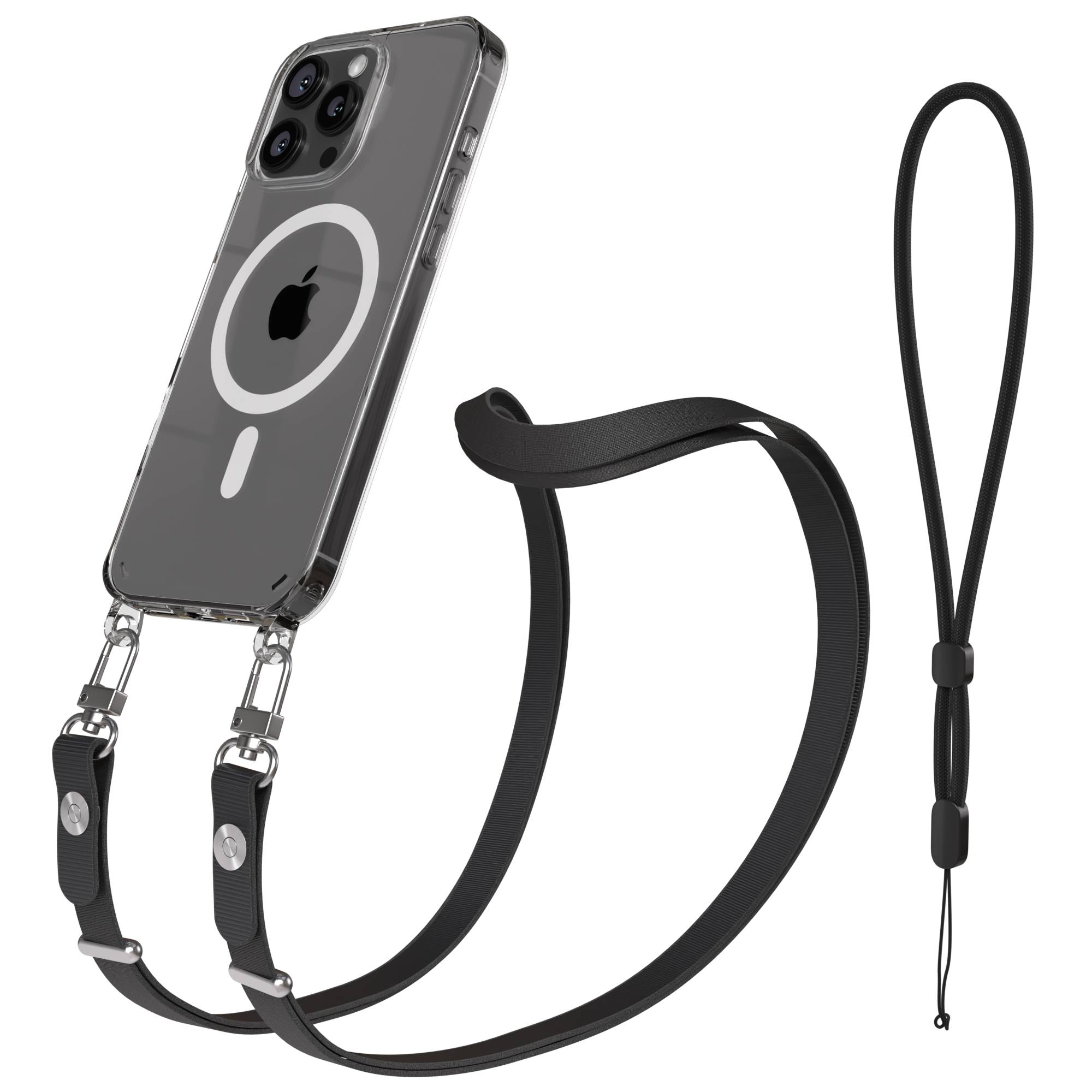 iPhone 16 Pro Max MagSafe Hülle mit magnetischem Crossbody-Umhängeband #farbe_schwarz-magsafe-funktion-mit-magsafe