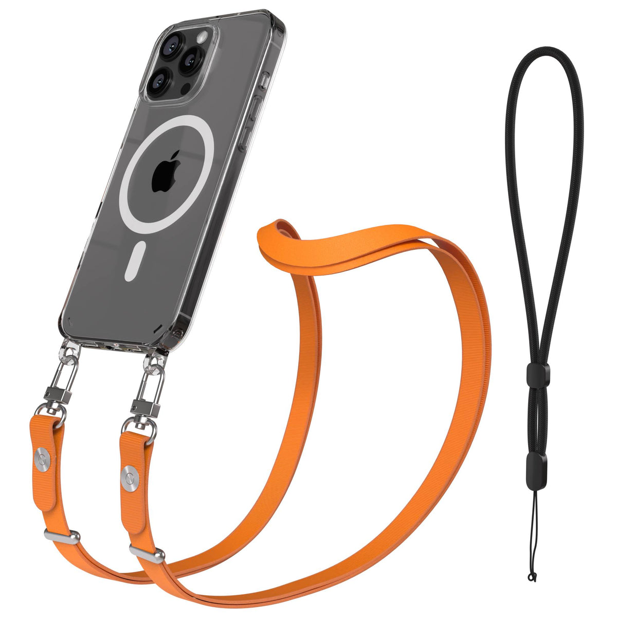 iPhone 16 Pro Max MagSafe Hülle mit magnetischem Crossbody-Umhängeband #farbe_orange-magsafe-funktion-mit-magsafe