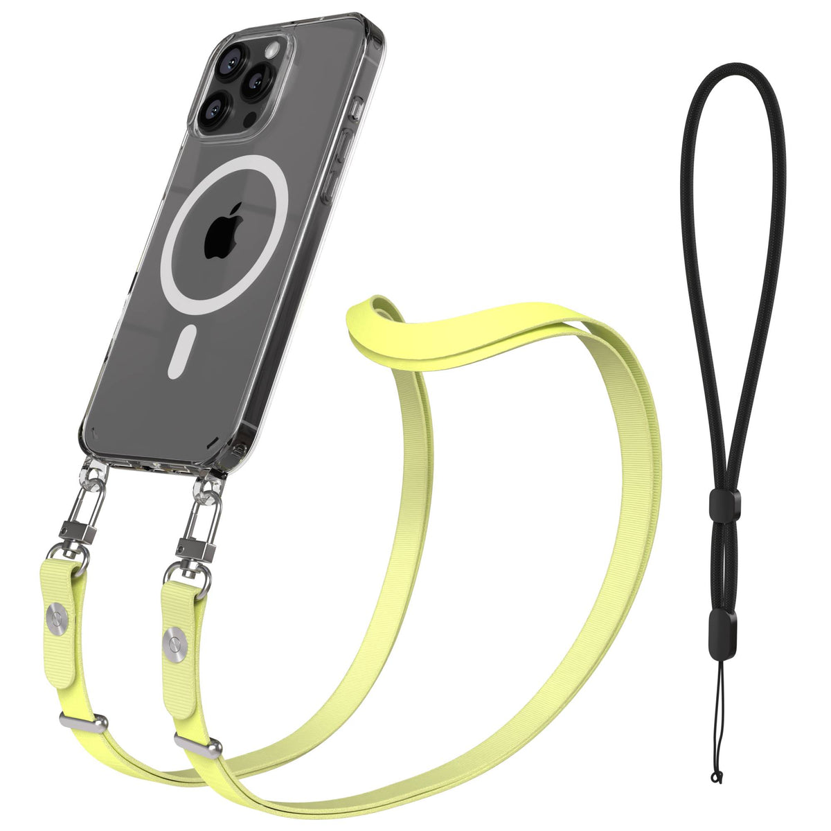 iPhone 16 Pro Max MagSafe Hülle mit magnetischem Crossbody-Umhängeband #farbe_gelb-magsafe-funktion-mit-magsafe
