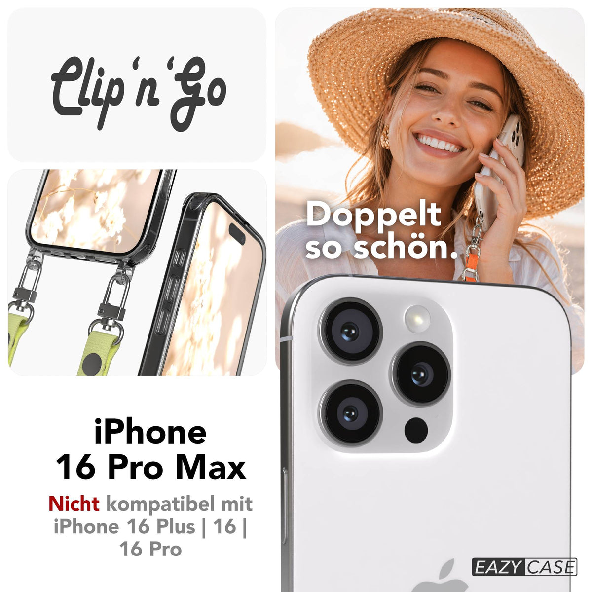iPhone 16 Pro Max MagSafe Hülle mit magnetischem Crossbody-Umhängeband #farbe_gelb-magsafe-funktion-mit-magsafe