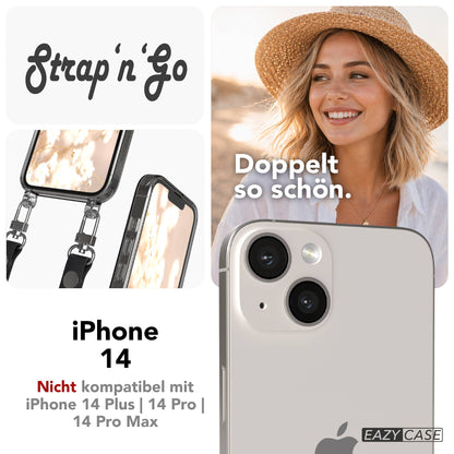 Apple iPhone 14 Schutzhülle mit magnetisch verstellbarem Crossbody Umhängeband 