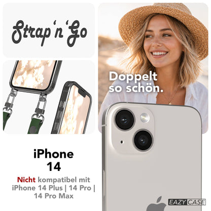 Apple iPhone 14 Schutzhülle mit magnetisch verstellbarem Crossbody Umhängeband 