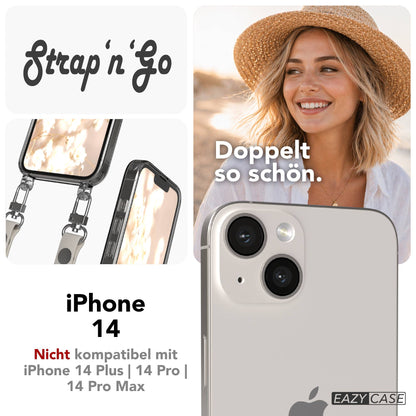 Apple iPhone 14 Schutzhülle mit magnetisch verstellbarem Crossbody Umhängeband 