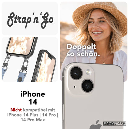 Apple iPhone 14 Schutzhülle mit magnetisch verstellbarem Crossbody Umhängeband 