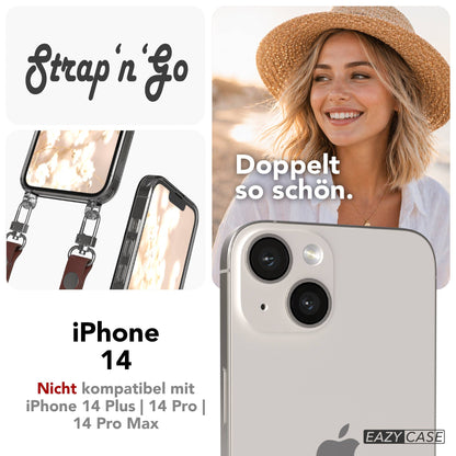 Apple iPhone 14 Schutzhülle mit magnetisch verstellbarem Crossbody Umhängeband 