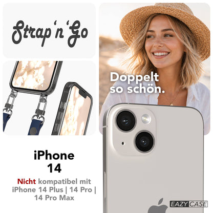 Apple iPhone 14 Schutzhülle mit magnetisch verstellbarem Crossbody Umhängeband 