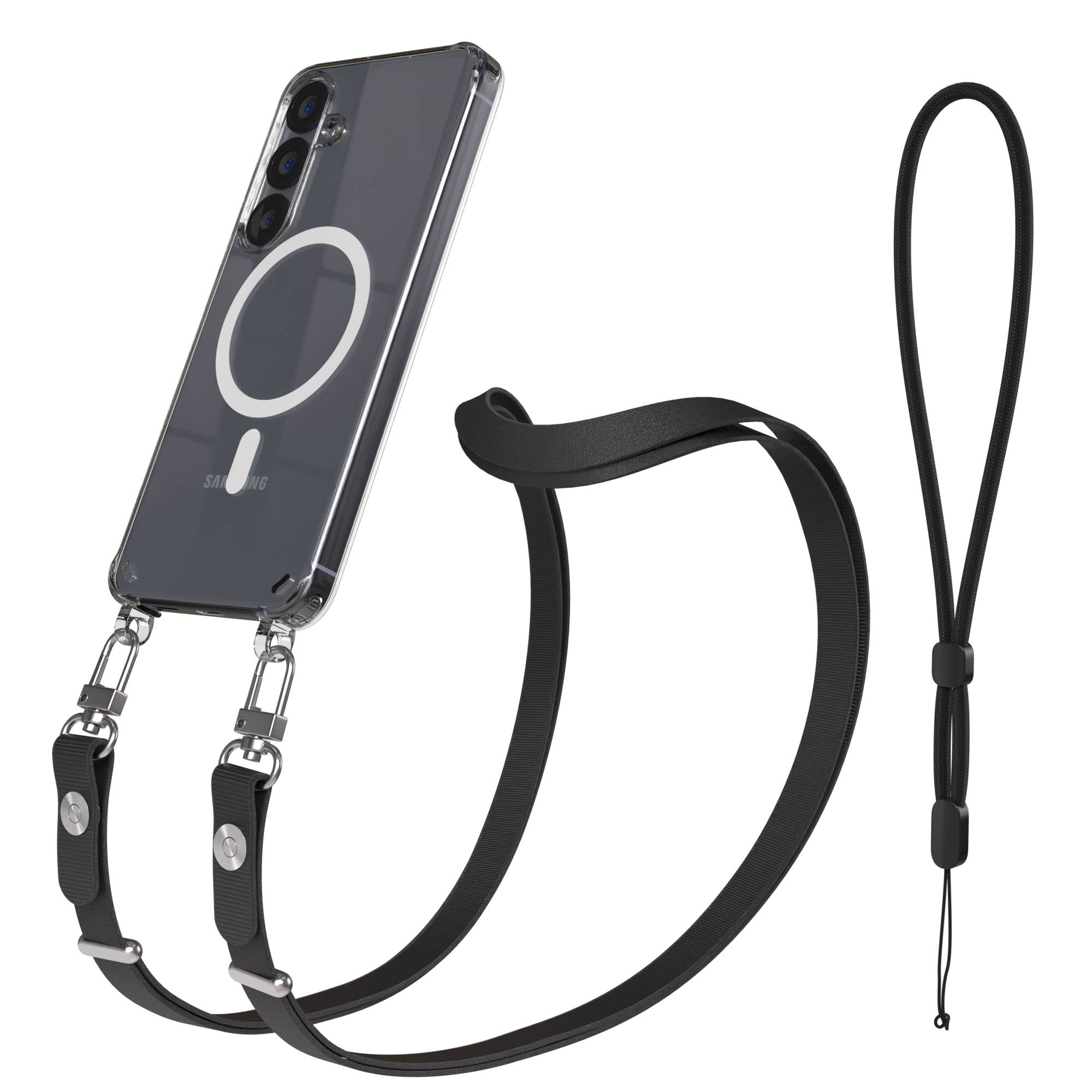 Samsung Galaxy S25 MagSafe Schutzhülle mit magnetischer Crossbody Handykette #farbe_schwarz-magsafe-funktion-mit-magsafe