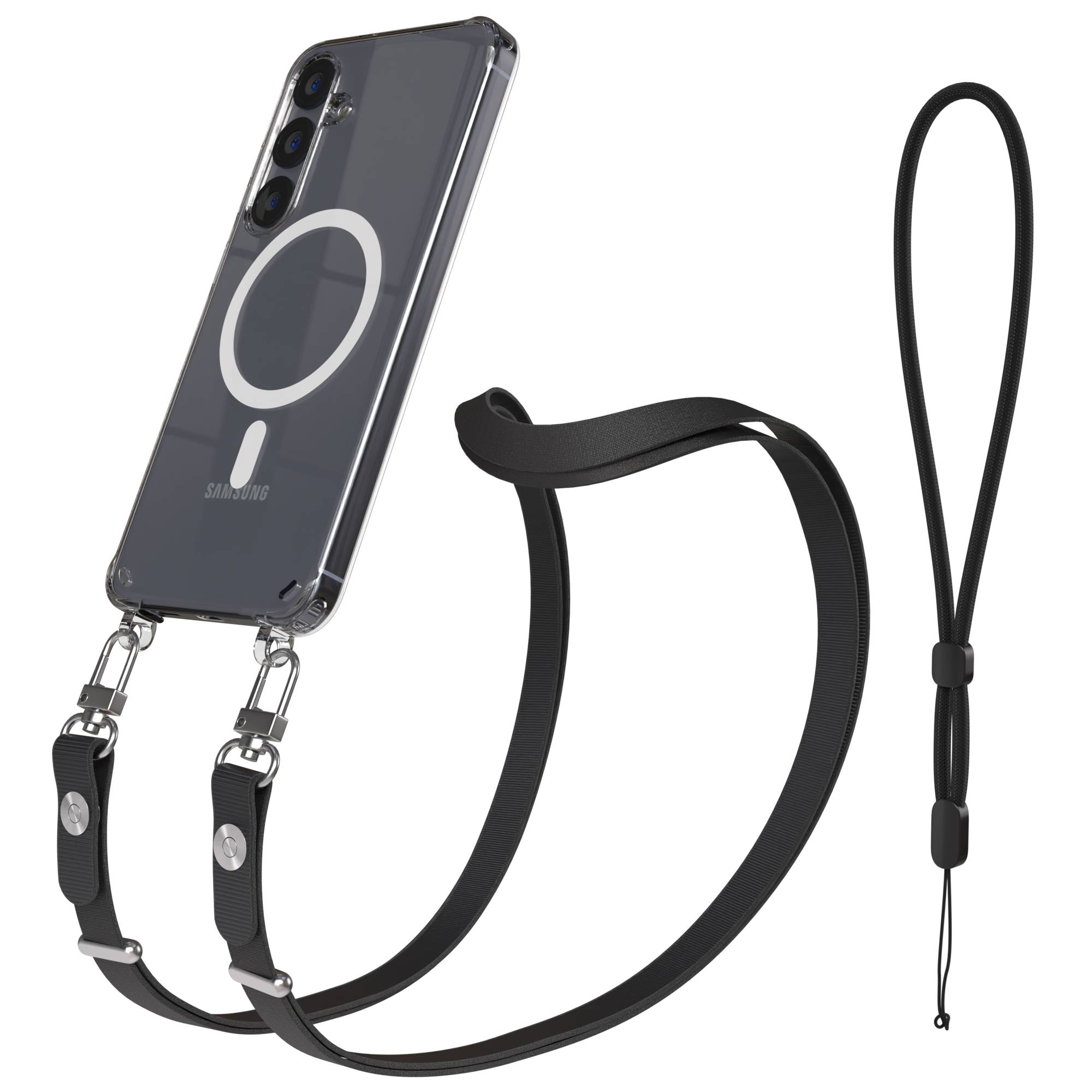 Samsung Galaxy S25 Plus MagSafe Hülle mit magnetischer Crossbody Handykette #farbe_schwarz-magsafe-funktion-mit-magsafe