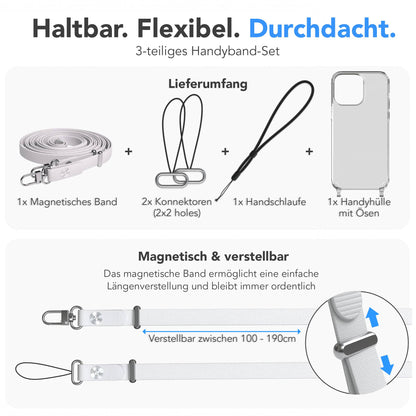 iPhone 14 Pro Max Schutzhülle mit magnetisch verstellbarem Crossbody Umhängeband 