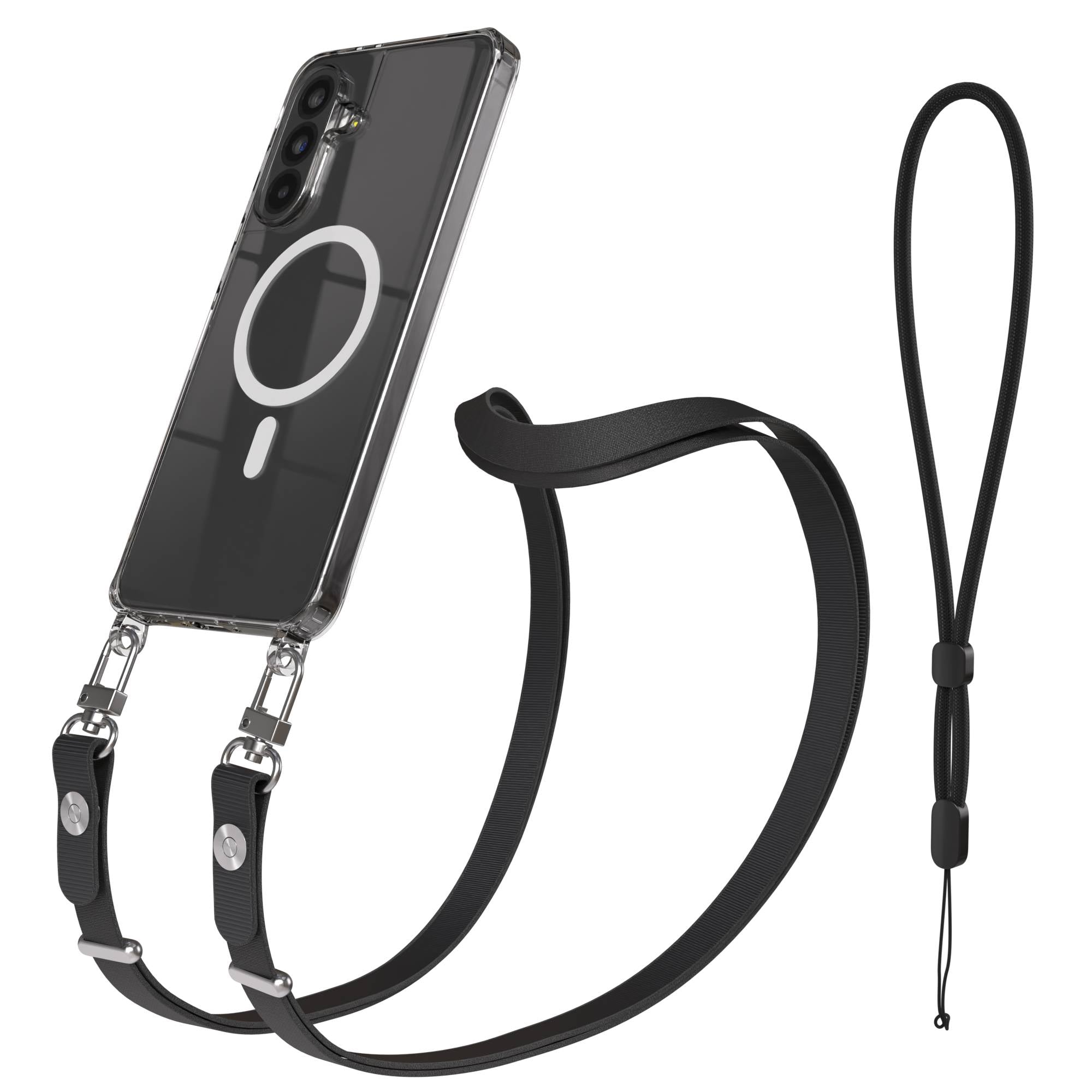 Samsung Galaxy A56 MagSafe Hülle mit magnetischer Crossbody Handykette #farbe_schwarz-magsafe-funktion-mit-magsafe
