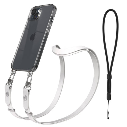 Apple iPhone 15 MagSafe Hülle mit magnetischem Crossbody-Umhängegurt Set #farbe_grau-magsafe-funktion-ohne-magsafe