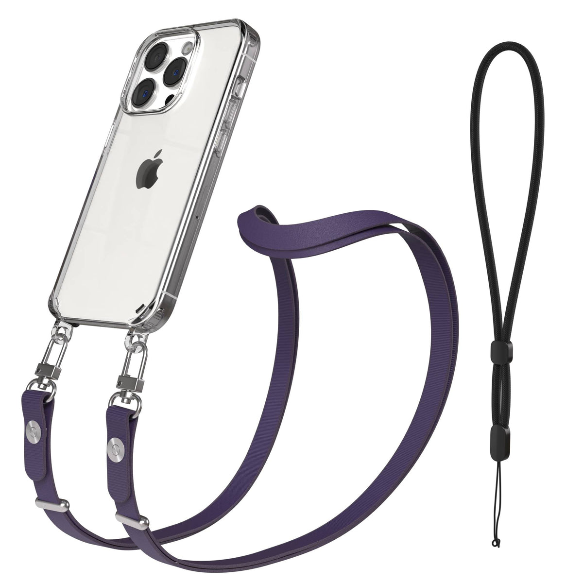iPhone 15 Pro MagSafe Hülle mit magnetischer Crossbody Handykette von EAZY CASE #farbe_lila-magsafe-funktion-ohne-magsafe