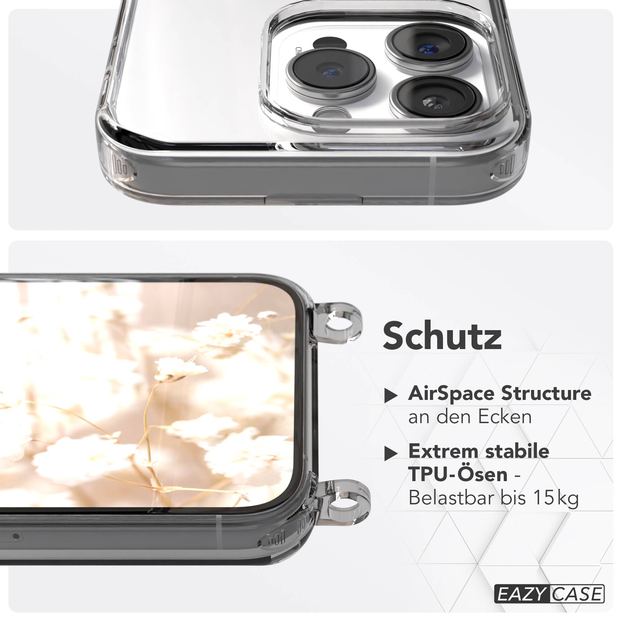 iPhone 15 Pro MagSafe Hülle mit magnetischer Crossbody Handykette von EAZY CASE #farbe_taupe-magsafe-funktion-mit-magsafe