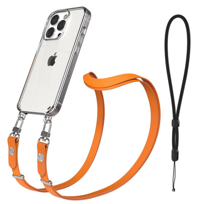 iPhone 15 Pro MagSafe Hülle mit magnetischer Crossbody Handykette von EAZY CASE #farbe_orange-magsafe-funktion-ohne-magsafe