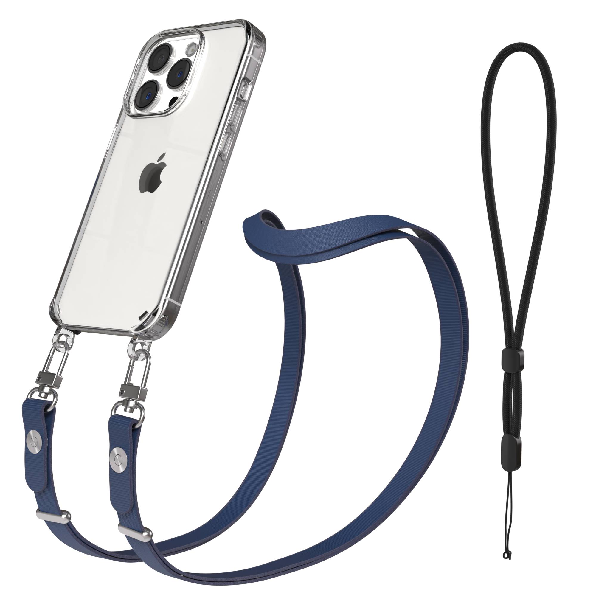 iPhone 15 Pro MagSafe Hülle mit magnetischer Crossbody Handykette von EAZY CASE #farbe_blau-magsafe-funktion-ohne-magsafe