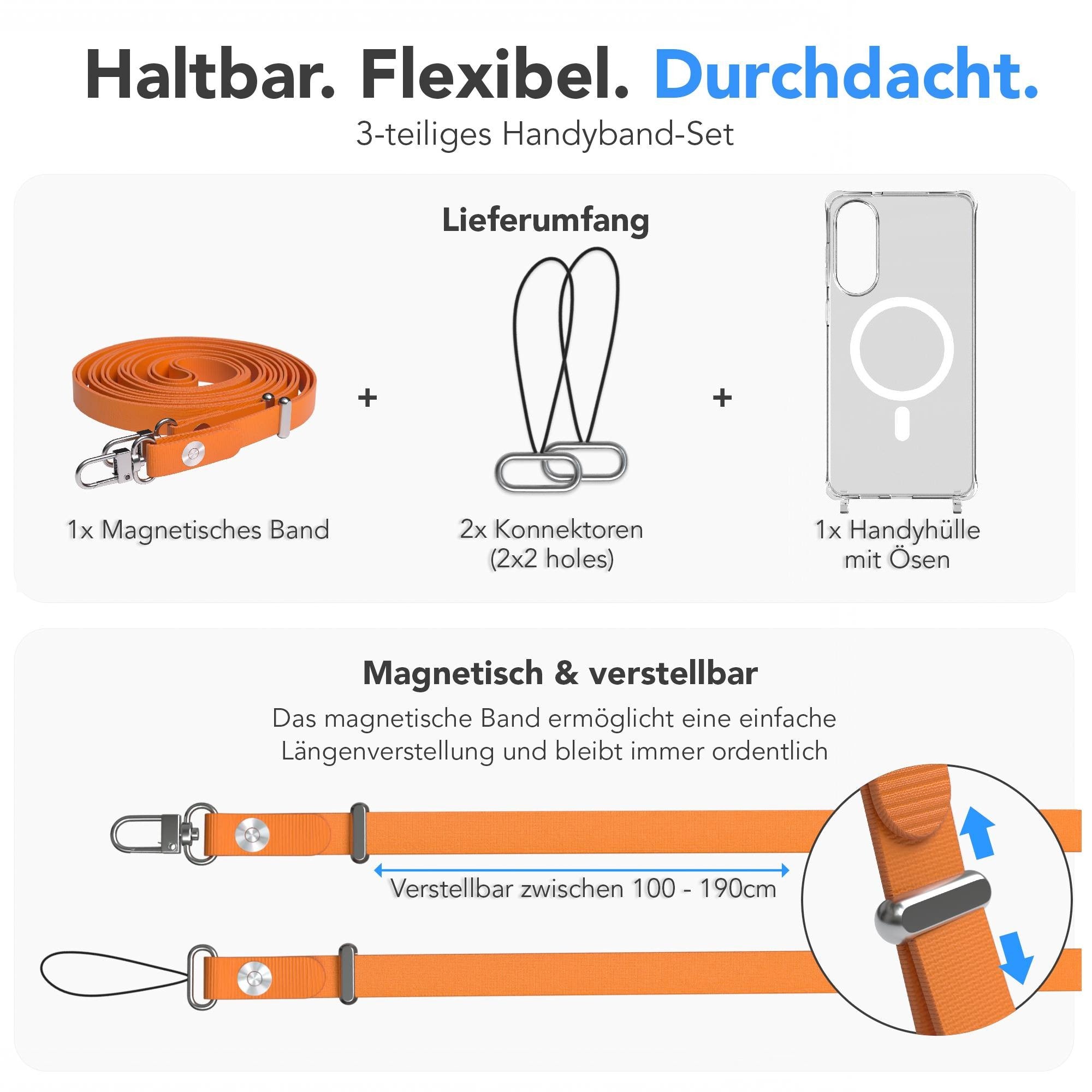 Samsung Galaxy S25 Edge MagSafe Hülle mit magnetischer Crossbody Handykette #farbe_orange-magsafe-funktion-mit-magsafe