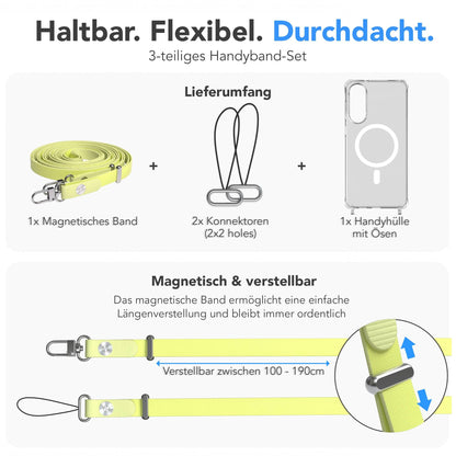 Samsung Galaxy S25 Edge MagSafe Hülle mit magnetischer Crossbody Handykette #farbe_gelb-magsafe-funktion-mit-magsafe
