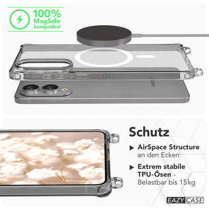 Samsung Galaxy S25 Edge MagSafe Hülle mit magnetischer Crossbody Handykette #farbe_blau-magsafe-funktion-mit-magsafe