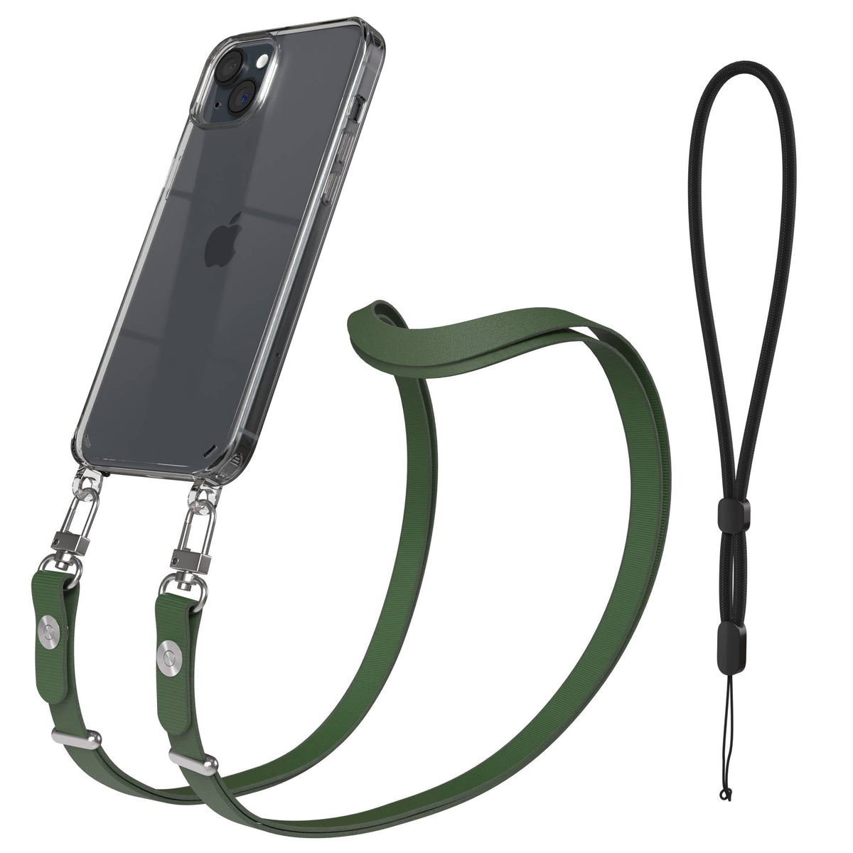 iPhone 15 Plus MagSafe Hülle mit magnetischem Crossbody-Umhängeband #farbe_grun-magsafe-funktion-ohne-magsafe