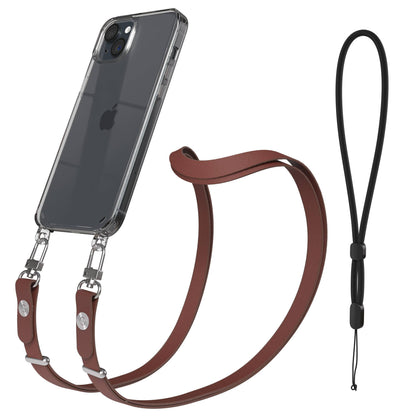 iPhone 15 Plus MagSafe Hülle mit magnetischem Crossbody-Umhängeband #farbe_braun-magsafe-funktion-ohne-magsafe