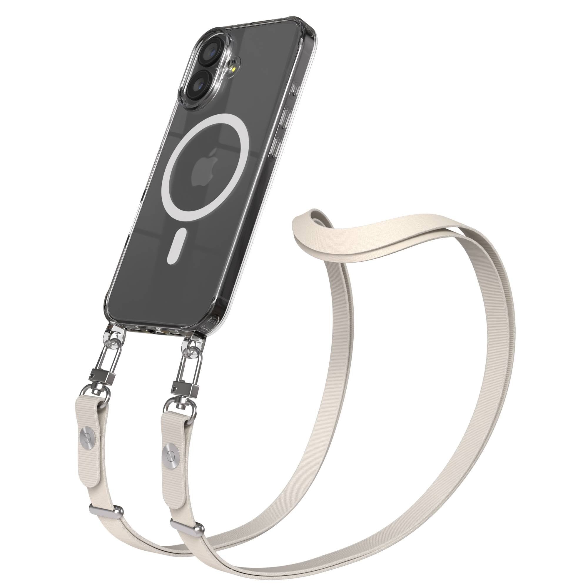 Apple iPhone 17 MagSafe Hülle mit magnetischem Crossbody-Umhängeband Set #farbe_taupe-magsafe-funktion-mit-magsafe