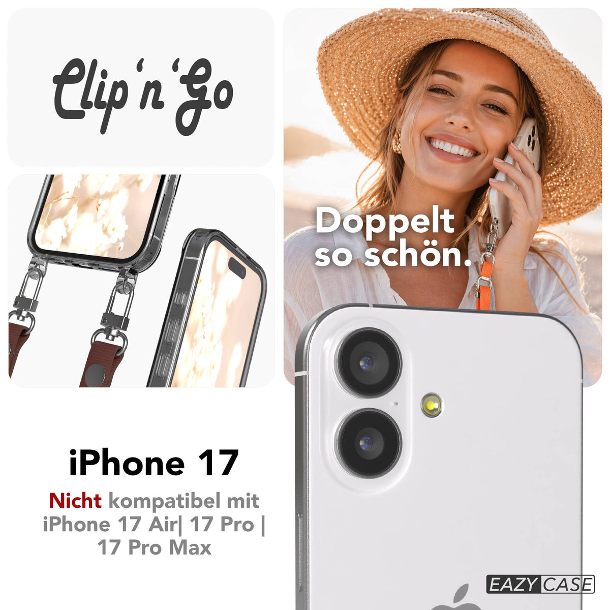 Apple iPhone 17 MagSafe Hülle mit magnetischem Crossbody-Umhängeband Set #farbe_gelb-magsafe-funktion-mit-magsafe