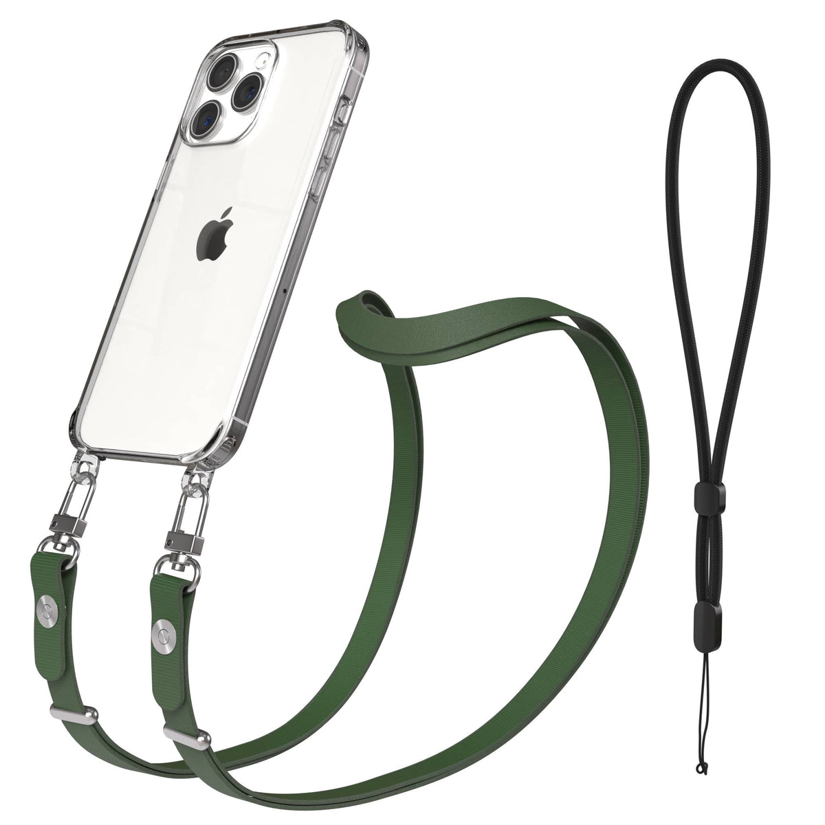 iPhone 15 Pro Max MagSafe Hülle mit magnetischem Crossbody-Umhängeband #farbe_grun-magsafe-funktion-ohne-magsafe