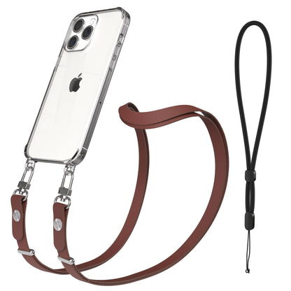 iPhone 15 Pro Max MagSafe Hülle mit magnetischem Crossbody-Umhängeband #farbe_braun-magsafe-funktion-ohne-magsafe