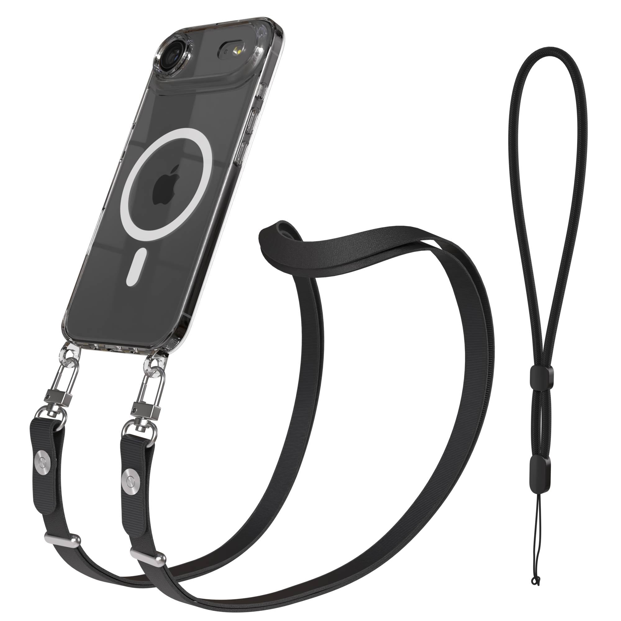 iPhone Air MagSafe Hülle mit magnetischem Crossbody-Umhängeband als Set #farbe_schwarz-magsafe-funktion-mit-magsafe
