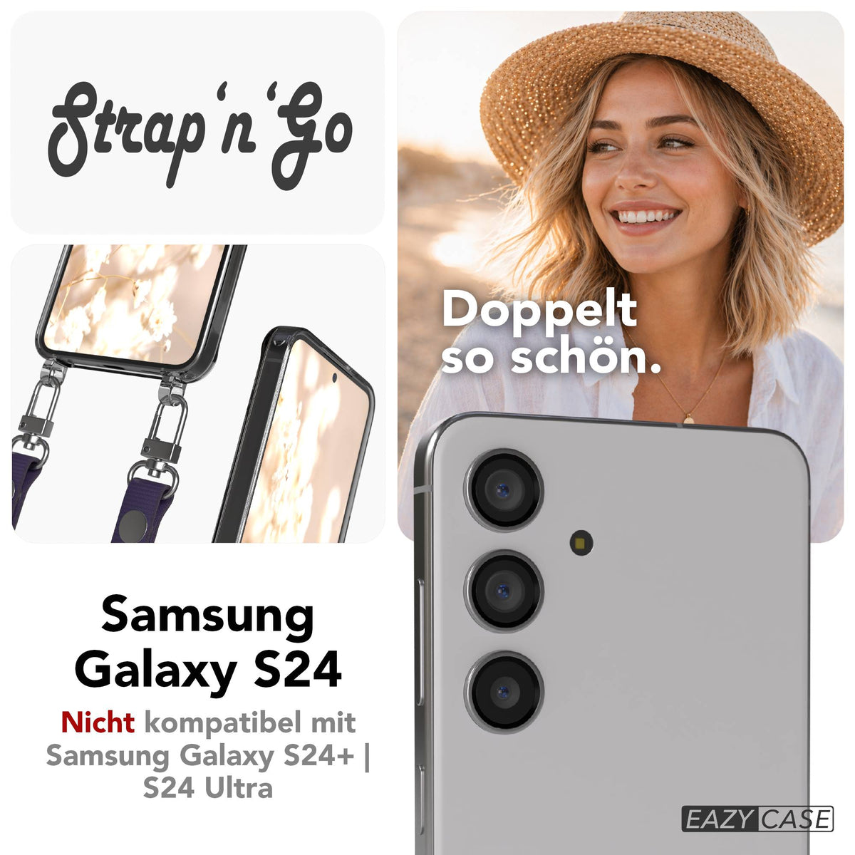 Samsung Galaxy S24 MagSafe Schutzhülle mit magnetischer Crossbody Handykette #farbe_lila-magsafe-funktion-ohne-magsafe