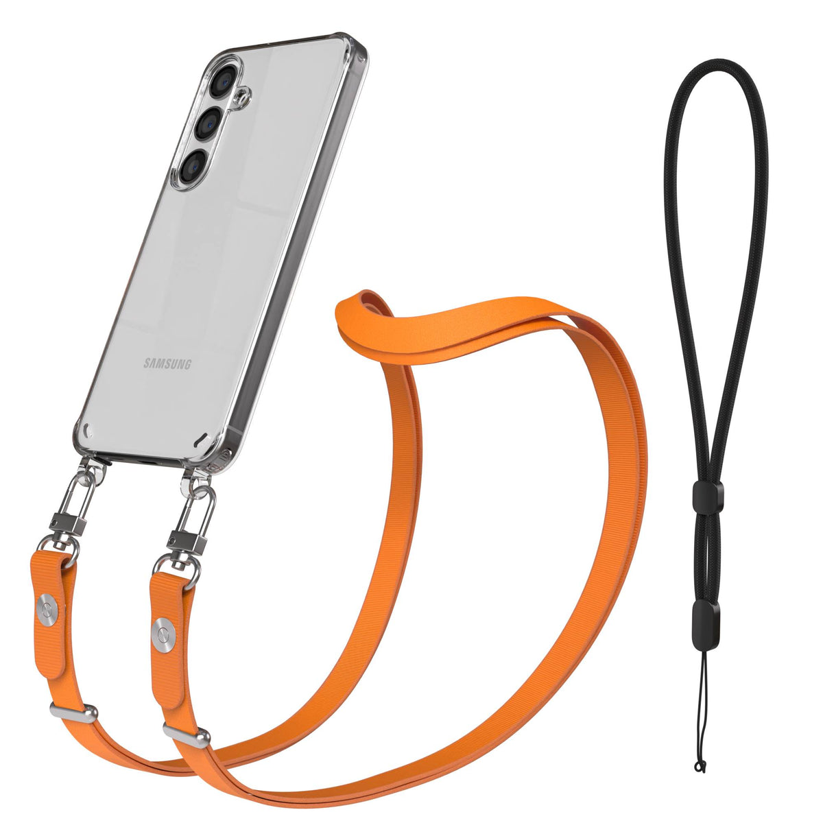 Samsung Galaxy S24 MagSafe Schutzhülle mit magnetischer Crossbody Handykette #farbe_orange-magsafe-funktion-ohne-magsafe